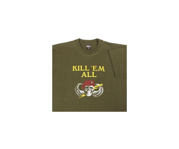 Olive katonai poló - Kill em all- S-es méret